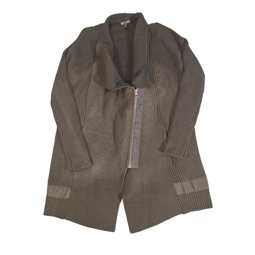 Athleta Cardigan Sweater Womens Small Full Zip‎ Cowl Neck Merino Wool Blend